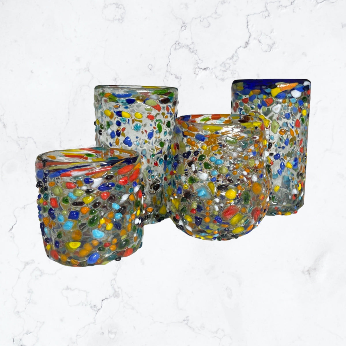 Mexican Blown Glass Drinking Glasses Confetti