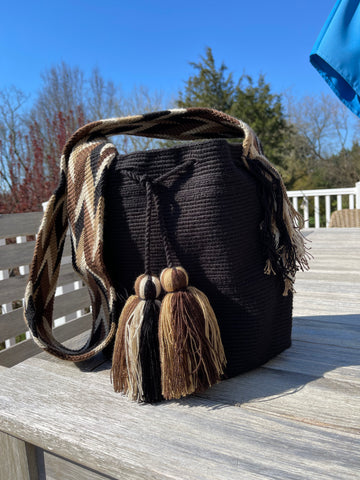 Black Wayuu Bag 2 tassels